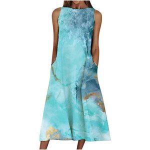 NWT C.O.Z.Y Oversized Abstract Print Boho Maxi Dress Size M
